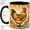 Black, variant on Colorful Rooster Sunburst Coffee Mug, Rooster Mug, Morning Tea Cup for Home, Farm Bird with Yellow Feathers and Green Tail, Retro Floral Border, Country Kitchen Accent, Poultry Lover