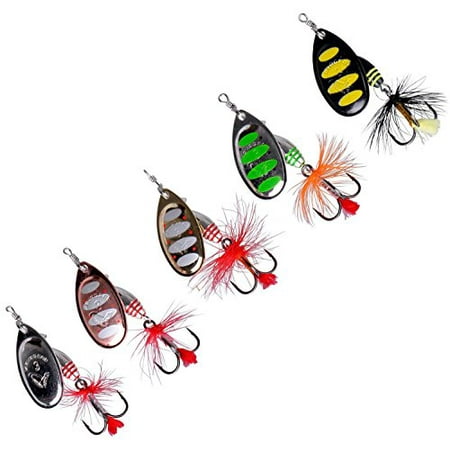 Fishing Spinners Set of 5, Best selections from Mepps, Savage Gear, Blue Fox - Best Lures for Bass, Trout, Salmon, Crappie and Musky Fishing (#3, (Best Salmon Fishing In The World)