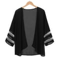 thumbnail image 5 of LowProfile Women Mesh Panel 3/4 Bell Sleeve Pure color Chiffon Casual Loose Kimono Cardigan, 5 of 9