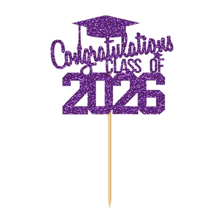 WUJDF 1Pc Class Of 2026 Glitter Congratulations Cake Topper 5.9 Inch Congrats Grad Decorations for College Senior Graduation Celebration Party Decor and Suppliesglitter Congrats Grad Cap Cake Picks