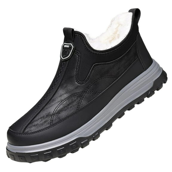 Men's Leather Shoes On Driving Winter Lined Warm Comfort Casual Footwear Soft Sole Lightweight Non Outdoor Walking
