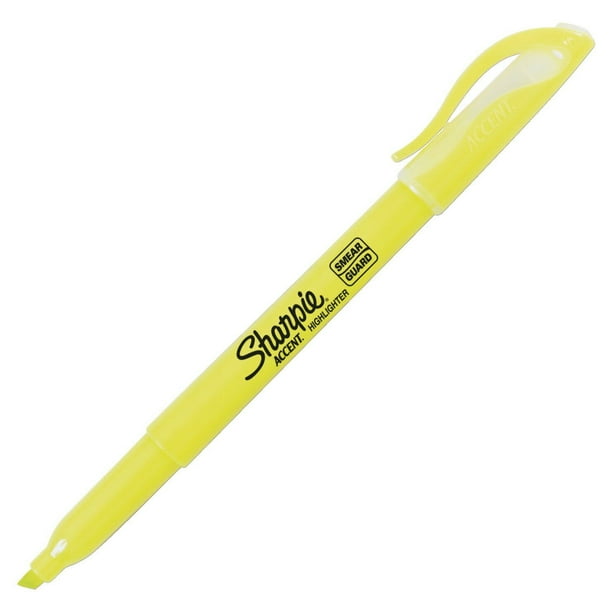 Sharpie Accent Smear Guard Highlighter, ChiselNarrow Tip, Fluorescent