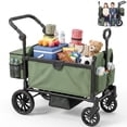 thumbnail image 4 of SACVON 2-Seater Stroller Wagon with Side Entry, Canopy & Snack Tray, Includes Removable Storage Bag That Converts to a Backpack-Olive Green, 4 of 8