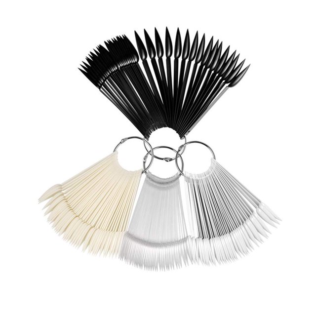 Nail Swatch Sticks Kit,4 Set of 160 Pieces Black Nail Swatch Sticks with Ring, False Nail Sample Sticks,Professional Nail Art Polish Practice Display Tips for Nail Salon and Home Practice