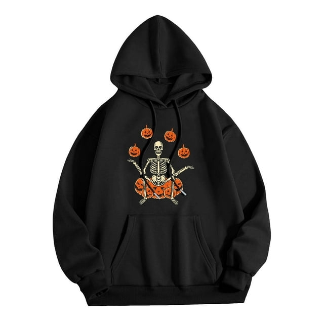 LUOGENLI Chandails à Capuchon pour Hommes Graphique Anime Halloween Chandail à Capuchon à Enfiler Manches Longues Chandail Décontracté avec Imprimé Graphique pour la Saison d'Automne Coupe Confortable Chandails à Capuchon et Chandails pour Hommes Fermeture Éclair Intégrale Noir Taille P