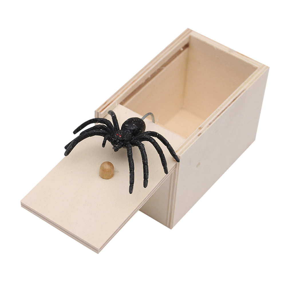 Spider In a box prank Wooden Scare Box Toy Trick Halloween Party Gifts UK 