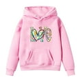 PI Love Hoodies for Girls Letter Print Graphic Sweatshirt