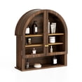 thumbnail image 3 of Joyyskill Large Arched Wall Cabinet with Acrylic Door, Large Wooden Wall Mounted Bathroom Cabinet, Modern Hanging Medicine Cabinet with Adjustable Shelves and Open Shelf, Brown Oak, 3 of 4