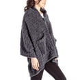 thumbnail image 3 of Hello Mello The Coziest Blanket Wrap Plush Poncho Soft Sweater, Charcoal (Women's), 3 of 8