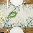 thumbnail image 4 of Decorative Table Runner, Watercolor Floral Design, Sage Green and White，Family Holiday Gathering Table Decoration Cloth, 13*72in, 4 of 5
