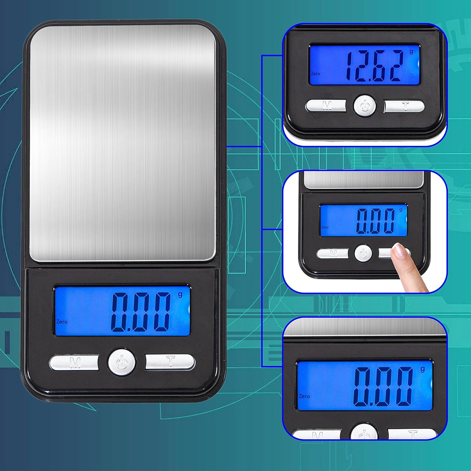 AMERICAN WEIGH SCALES Digital Pocket Weight Scale, Stainless Steel, Black 150g