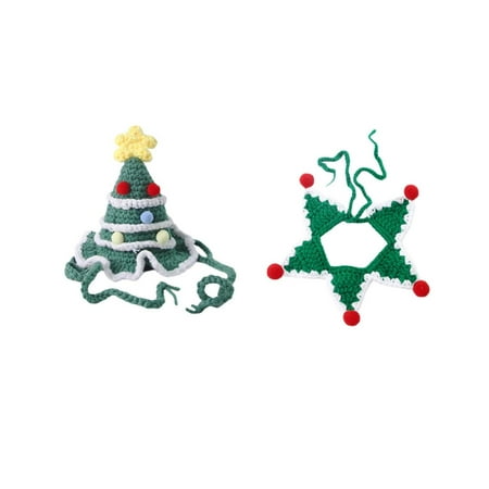 Adorable Cat Knitted Scarf - Holiday Print Cozy Necklace Bib for Cats Soft Adjustable Winter Accessory