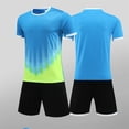 thumbnail image 4 of SGFCWSX Boys 2 Piece Active Outfits Kids Summer Quick Dry Breathable Short Sleeve Tee Graphic Print Elastic Waist Shorts with Pockets Soccer Wear Blue Size 4-5 Years, 4 of 6