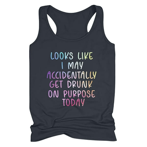 Deals Clearance under 5.00 Lindreshi Tank Tops for Women Clearance Women's Drinking Tank Tops Adult Girls Summer Beach Funny Graphic Racerback Tanks Vest Sayings Blouse