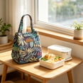 thumbnail image 7 of Women's Insulated Lunch Bag, Reusable Floral Print Thermal Tote, Leakproof Water-Resistant Polyester with Aluminum Foil Lining, Large Capacity for Work, Picnics, Travel, 7 of 7