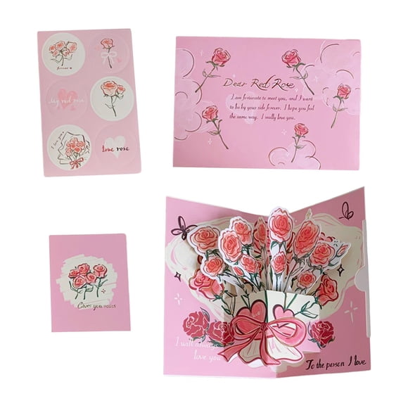 Valentine's Day 3D Cards Anniversary Card for Valentine's Day Engagement Her Pink