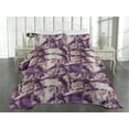 thumbnail image 2 of Ambesonne Weathered Leaves Quilted Coverlet 2 Pcs, Grunge Boho Forest, Twin Size, Violet Pale Tan Plum, 2 of 4
