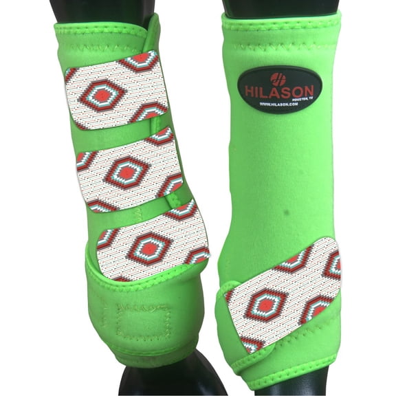 Medium Hilason Horse Medicine Sports Boots Rear Hind Leg Green Grey