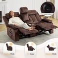 thumbnail image 3 of Power Recliner Loveseat Sofa with Console Storage, Heat & Massage, Reclining Sofa Couch with Cup Holders, USB & Type-C Ports, Dutch Velvet Recliner Couch for Living Room, RV,Office,Apartment, 3 of 9