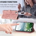 thumbnail image 5 of Leather For Apple iPhone 17e / 16e Case Orchids&Butterflies Embossed 5-card  Flip Wallet Leather Case With Card Holder Magnetic Closure Phone Cases Cover With Hand Strap,Pink,For iPhone 17e / 16e, 5 of 9