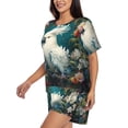 thumbnail image 2 of Lsque Tropical Parrot Floral Artwork Women's Short-Sleeved Pajama Set - 2 Piece Soft and Lightweight Sleepwear Set-Medium, 2 of 9