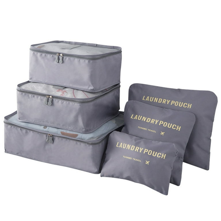 Koovon Packing Cubes for Travel, 8Pcs Travel Cubes Set Foldable Suitcase  Organizer Lightweight Luggage Storage Bag, Gray 