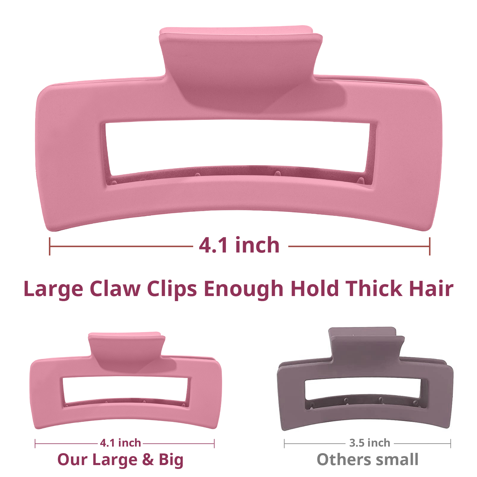 Vigorpace 12 Pack Large Hair Claw Clips for Women Thick Thin Hair, Rectangular Hair Clips for Styling Accessories, Strong Hold Matte Clip - image 4 of 7