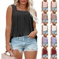 thumbnail image 1 of JDQJBZ Women Plus Size Tank Tops Solid Color Neck Empire Waist Sleeveless Summer Blouse, 1 of 5