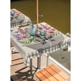 thumbnail image 2 of Outdoor Tablecloths with Umbrella Hole & Zipper, Pink Flowers Yak 54x54 Inch Square Tablecloths, Vintage Spring Floral Bathtub Retro Art Rustic Waterproof Table Cloth, Patio/Pool/Picnic Table Covers, 2 of 8
