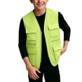 thumbnail image 3 of TGSLY Utility Cargo Vest for Children Lightweight Zip Up Sleeveless Layering Gilet Loose Casual Solid Color Fall Winter Outdoor Waistcoat 9-10 Years, 3 of 7
