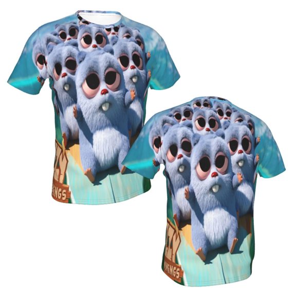 Unisex Adult Grizzy and the Lemming T-Shirts, 3D Graphic Novelty Shirts Crewneck Short Sleeve Tees for Men Women