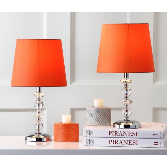 Safavieh Derry 9" Glam Crystal Table Lamp, Clear/Orange, Set of 2