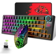 Computer 2.4G Wireless Gaming Keyboard and Mouse Combo,12 RGB Backlit Rechargeable 4000mAh Battery,Mechanical Feel Keyboard & Gaming Mouse for PC,Desktop