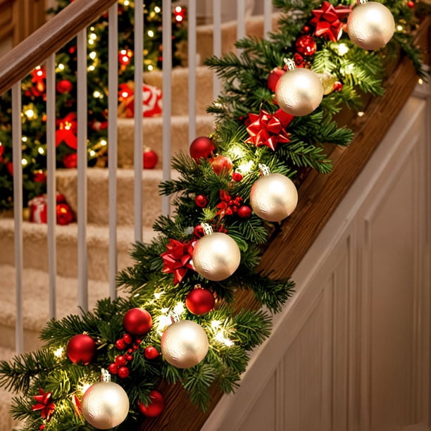 Adornos Navideños, 8 Bolas Navideñas Flocadas, Juego de Decoración Navideña, Varios Estilos de Adornos para Árboles de Navidad, Se Pueden Usar para Otras Fiestas.