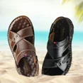 thumbnail image 3 of Men's Leather Flat Sandbeach Sandals Casual Slipper Shoes, 3 of 6
