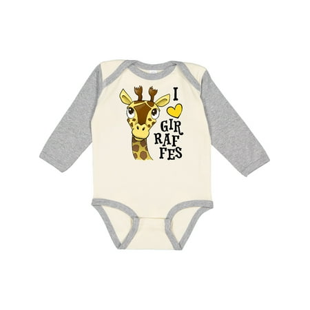 

Inktastic I Love Giraffes Boys or Girls Long Sleeve Baby Bodysuit