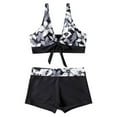 thumbnail image 4 of Tauxra Women Plus Size Swimsuits with Skirt 2 Piece Tankinis High Waisted Printed Tummy Control Swimwear Short Sleeve Rash Guard Modest Bathing Suits, 4 of 6