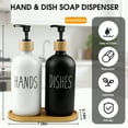 thumbnail image 2 of Glass Soap Dispenser Set, 2 pack Hand & Dish Soap Dispenser with Bamboo Tray & Pump, 16oz Soap & Lotion Dispenser Set for Bathroom Kitchen, 2 of 7