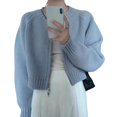 thumbnail image 2 of Knitted Cardigan Sweater with Zipper Closure Stylish and Versatile Crop Outerwear for Women, 2 of 19