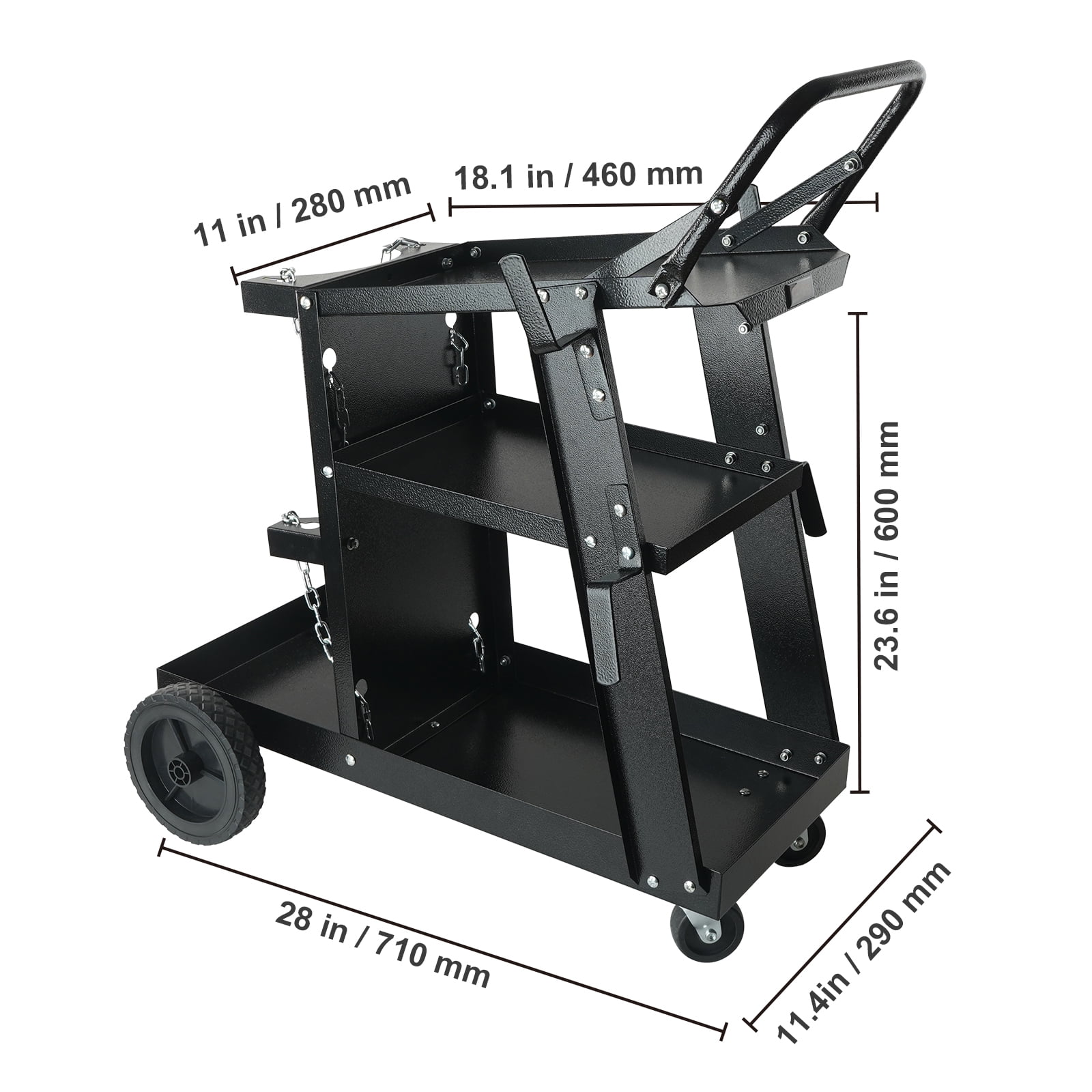 KFFKFF Welding Cart 3-Tier 400 lb. With 360° Swivel Wheels