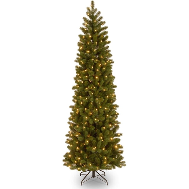 Árbol de Navidad Abeto Delgado Estilo Lápiz Artificial Realista con 350 Luces Blancas 7.5 pies National Tree Company PEDD4-392-75