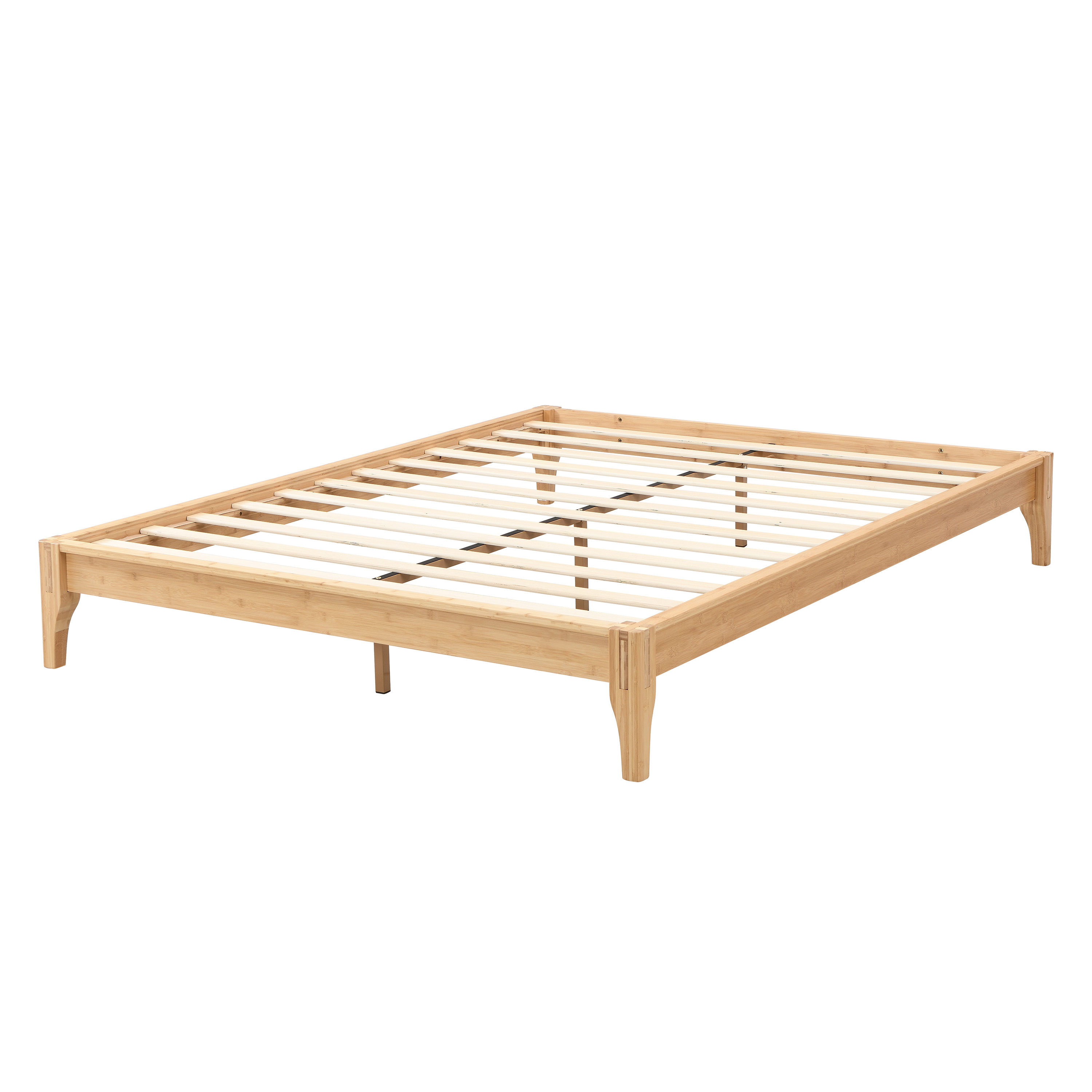 Euroco Dry Bamboo Wood Platform Bed Frame, 12 inch Height Queen Size Bed, Natural