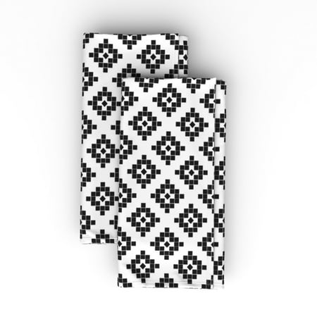 

Cotton Sateen Dinner Napkins (Set of 2) - Southwest Black White Minimal Geo Nursery Kid Hipster Baby Print Cloth Dinner Napkins by Spoonflower