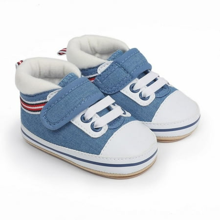

Final Clear Out! Baby Boys Canvas Shoes Sneakers Infant Solid Cozy High Top Ankle First Walkers Striped Prewalker Newborn Girls Crib Shoes 0-18M