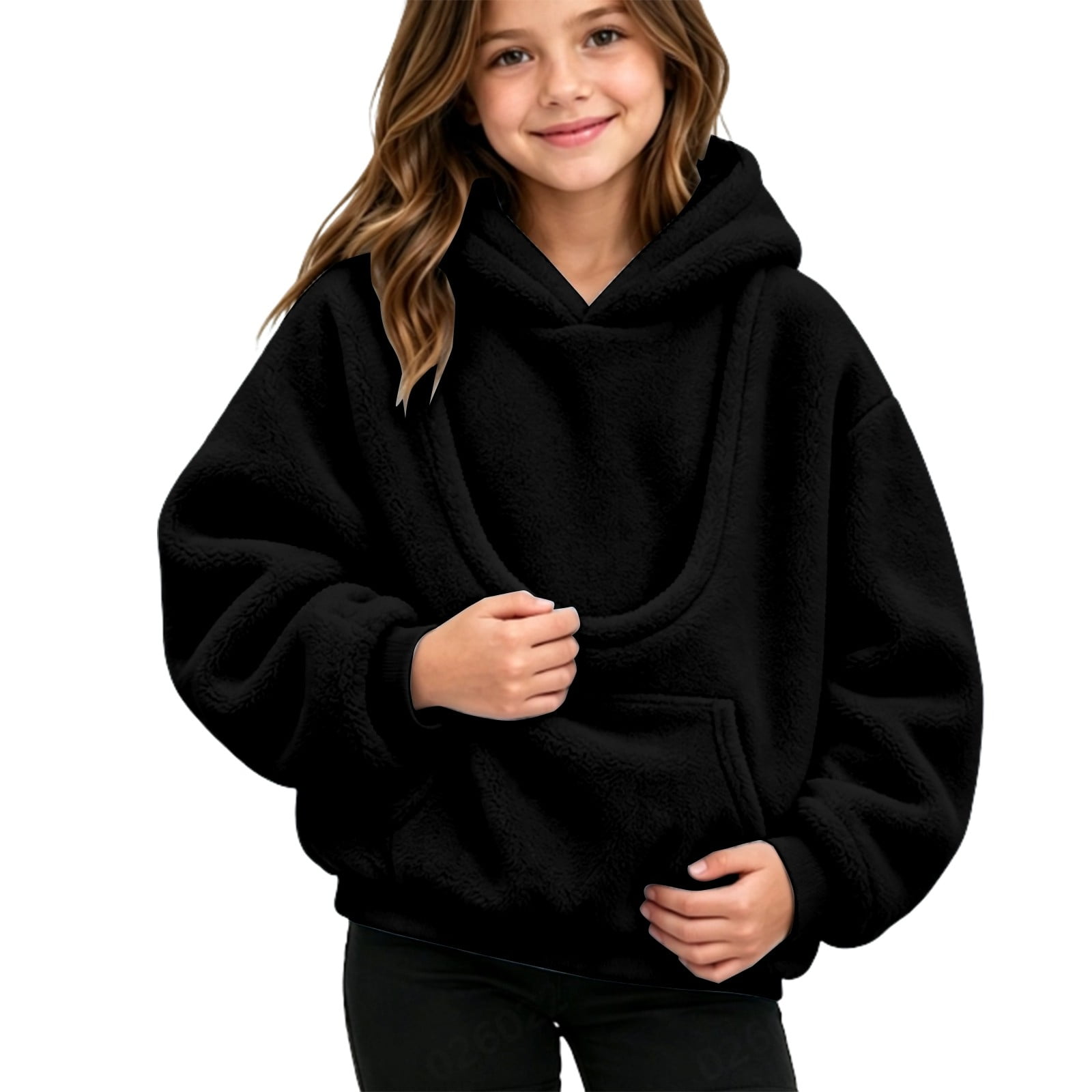 Xijirk Kids Fleece Pet Pouch Hoodie with U Shaped Opening Long Sleeve Pullover for Boys and Girls 3-4 Years
