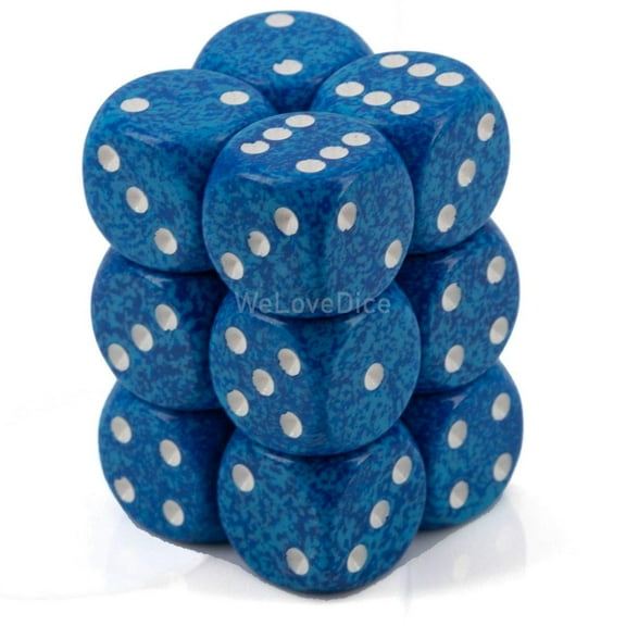 Chessex DND Dice Set D&D Dice-16mm Speckled Water Plastic Polyhedral Dice Set-Dungeons and Dragons Dice Includes 12 Dice – D6