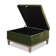 Knox 35 Square Storage Cocktail Ottoman Olive Green Performance Velvet