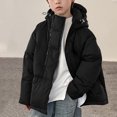 thumbnail image 6 of Kids Winter Clothes Kids Fall Winter Solid Hooded Thick Quilted Bread Jacket, Boys Girls Warm Casual Daily Outer Coat,Black, 6 of 6