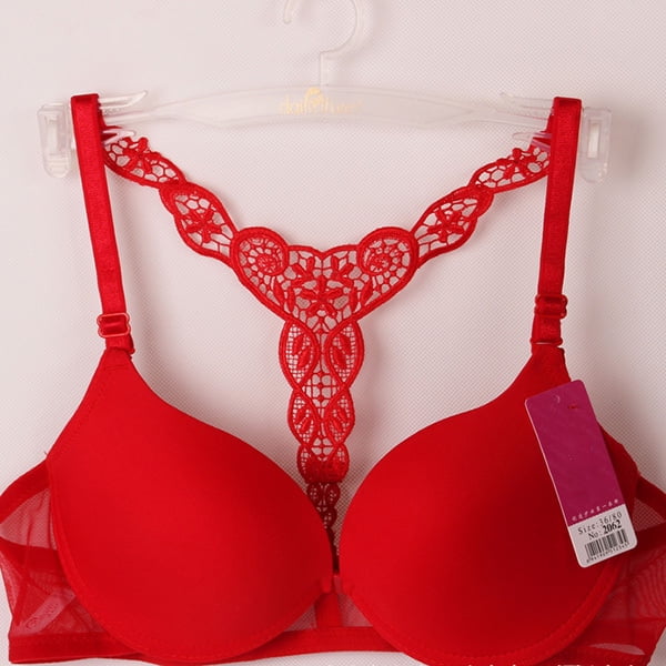 Push Up Bra Double Front Close Red Size 34B