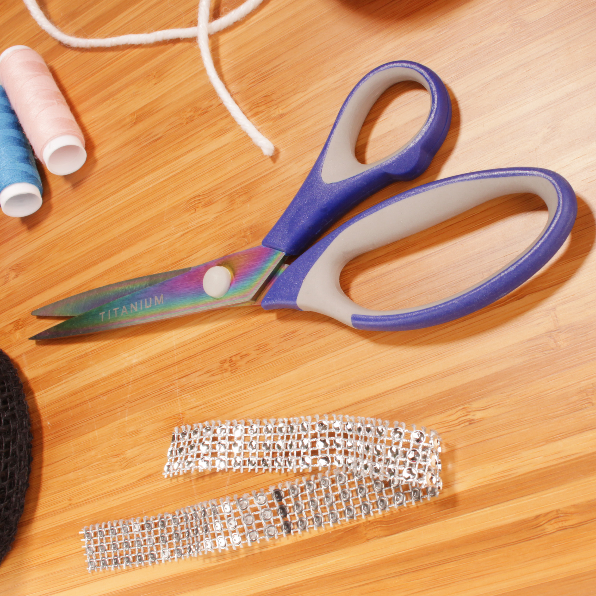 JubileeYarn Titanium Softgrip Scissors Set for Sewing, Arts, Crafts, Office - 3 Sets of 3 - Blue